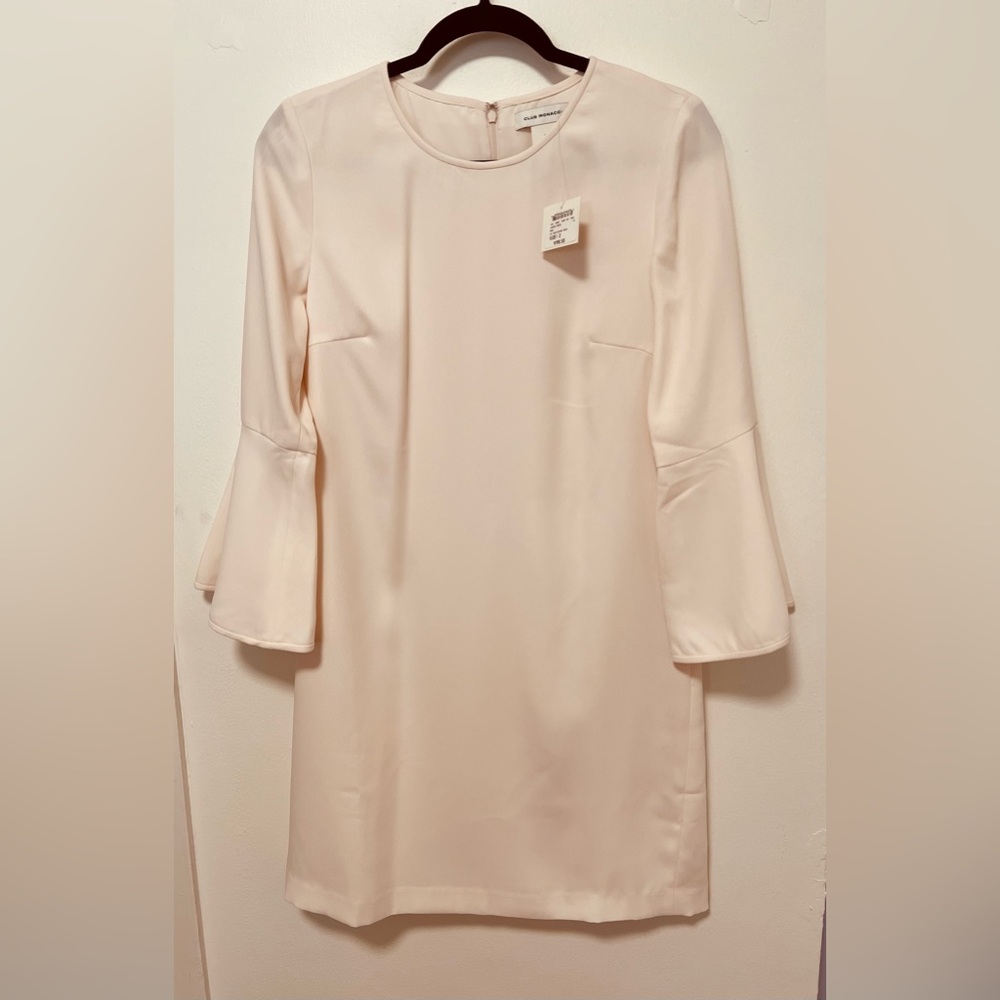 Club Monaco Cream Sheath Dress with Bell Sleeves